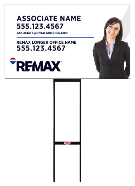 Sentry Round Rod H-Stake Frame and Associate Name w Cut Out Photo Sign Panel, 18h x 30w, 10mm Corrugated